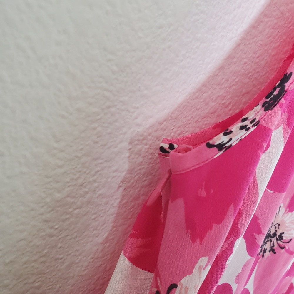 The Kooples NWT Pink Floral Silk Fit & Flare Dress Summer Party US Size Large‎ - Picture 6 of 15
